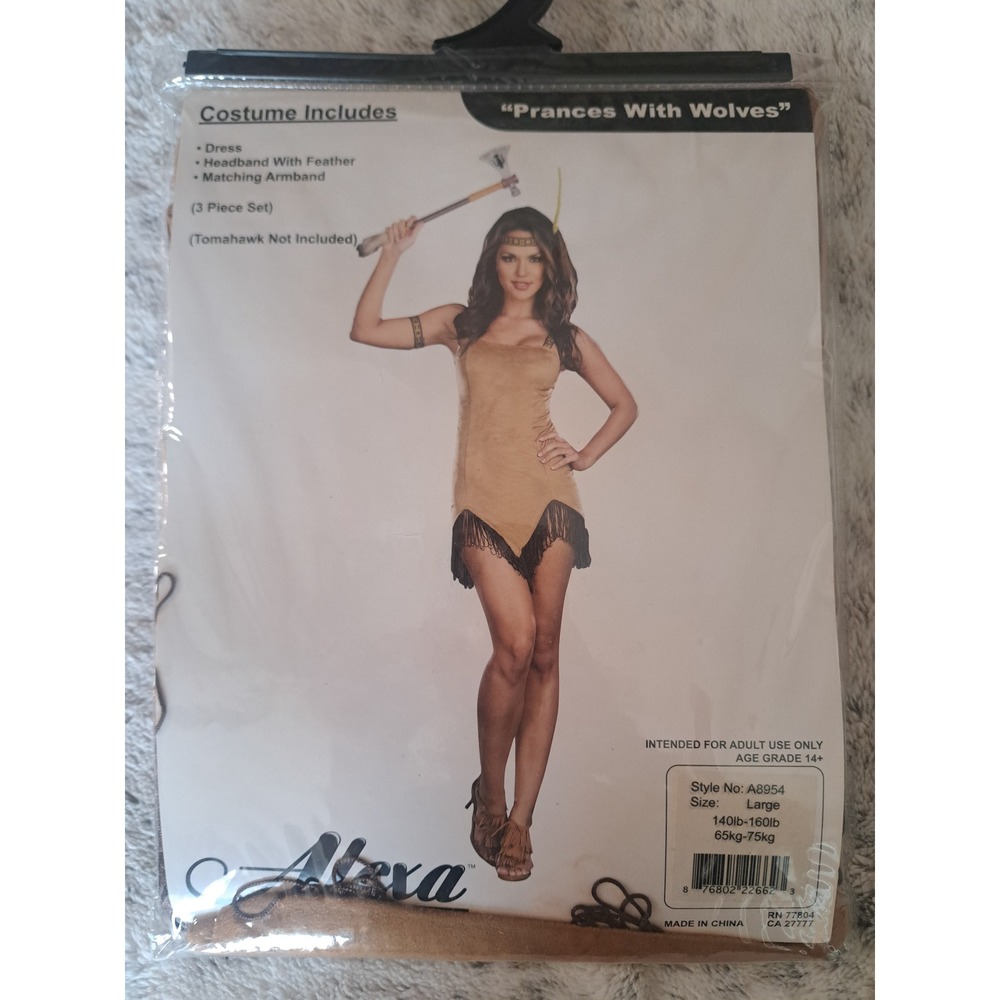 Alexa Prances With Wolves Pocahontas Costume Tan Faux Suede Womens Large New
